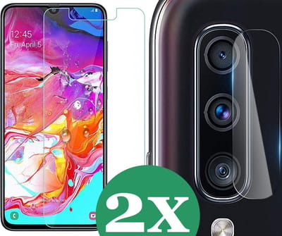2x Screenprotector geschikt voor Samsung Galaxy A70 - 2x Camera Screen Protector Glas
