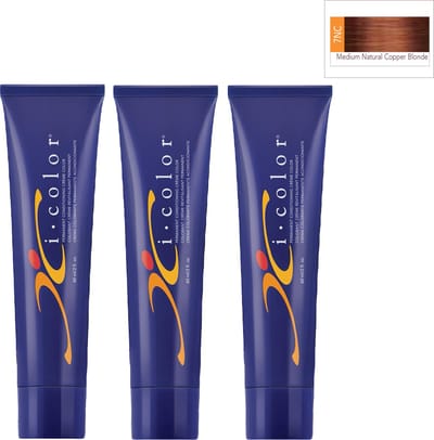 ISO i color Permanent Conditioning Crème Color 60ml 7NC (7.04) Medium Natural Copper Blonde x 3 tubes