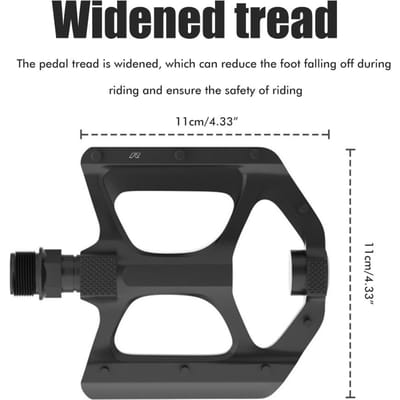 1 Paar Mountainbike Pedalen Aluminiumlegering Fiets Pedalen met Verlichting Anti Slip DU Lagers Breed Plat black