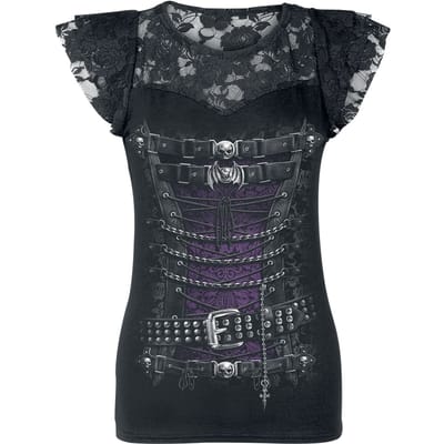 Spiral - Gothic T-shirt - Waisted Corset - M tot 3XL - voor Vrouwen - zwart