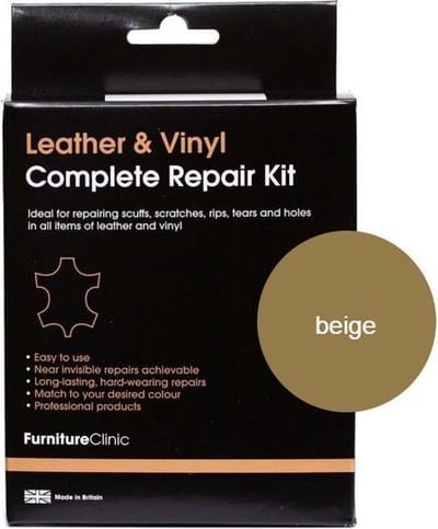Complete Lederen Reparatie Set - Kleur: Beige | Voor banken, autostoelen, meubels, stoelen van leer - Plak, vul en herstel krassen, scheuren, gaten en andere beschadingen | Furniture Clinic | Complete Leather Repair Kit - Beige
