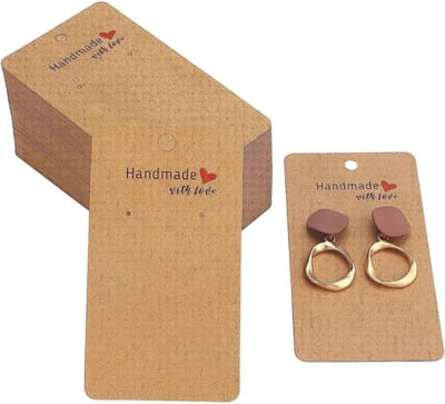 100 stuks oorbellen displaykaarten, oorbelkaarten van kraftpapier, oorbel-display-kaarten voor oorstekers, oorbellen, krachtkleur (5 x 9 cm)