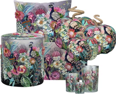 handgemaakt decoratie fleury pompoen pauw bont large