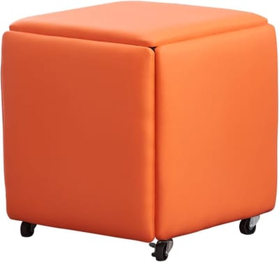 Stapelbare Poef - Zitkubus - Flexibele Zitplaats - 5-in-1 Ontwerp - 38 cm Hoog - Oranje