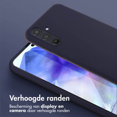 Selencia Hoesje - Geschikt voor Samsung Galaxy A55 (5G) - Siliconen hoesje met afneembaar koord - Donkerblauw