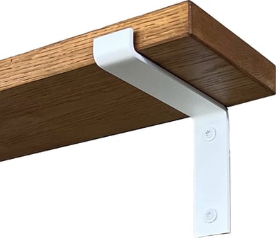 GoudmetHout® Wandplank Industrieel - 40 x 15 cm Muurplank - Donker Eiken Hout - Decoratie Wandrek & Boekenrek - Hangplank Keuken - Wall Shelf + 2 Mat Witte Plankdragers van Staal