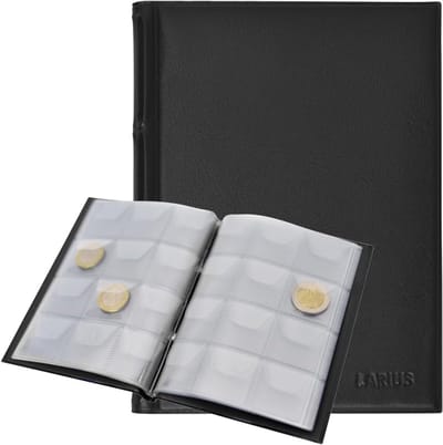 SnelShoppen - Coin Album voor 120 Stuks 2 Euro Munten - Hoogwaardige Opberghoes - Zwart - Inclusief 10 Transparante Bladen - Ideaal voor Herdenkingsmu