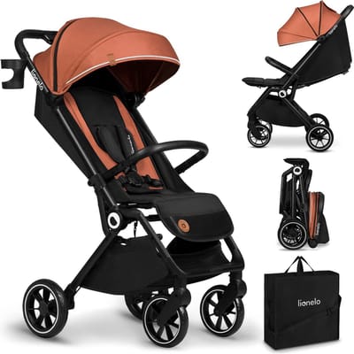 Lionelo Cloe Compacte Wandelwagen en Buggy - Geschikt van 6 maanden tot 22 kg (4 jaar) - 360° Draaibare Wielen - UPF50+ Kap Waterafstotend - Slaapstand Rugleuning - Muskietennet - Bekerhouder - Kinderwagen Inklapbaar met Eén Hand - Reflecterende