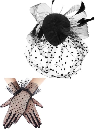 Vintage fascinator hoed - zwart - faux veren en gaas - perfect voor een cocktail- of theepartij - ShopVlot