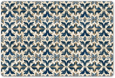 Placemats 45x30 cm - Placemat kunststof - 1 stuk - Tegel - Patroon - Blauw - Beige - Borden onderleggers - Decoratie voor op tafel - Keuken tafeldecoratie accessoires - Vinyl onderlegger - Tafelversiering