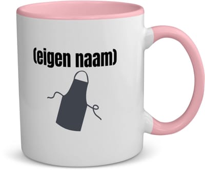 Akyol - schort koffiemok - theemok - roze - Kok - iemand die goed kan koken - met eigen naam - leuk cadeau voor iemand die chefkok is - cadeau - kado - 350 ML inhoud