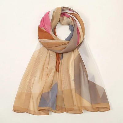 Design Imprimé Mode Foulard Châle en Soie pour Femme Foulard Élégant Bandage Pratique Hijabs Foulards Musulmans en Mousseline 50x160cm brown