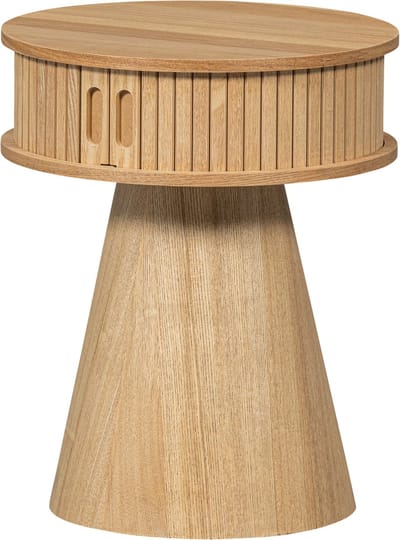 WOOOD Karri Nachtkastje Rond - Hout - Naturel - 46x38x38