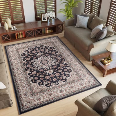 Tapiso Colorado Vloerkleed Zwart Oosters Woonkamer Tapijt Maat- 140x200