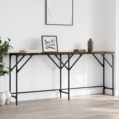 Consoletafel Hout - Sidetable Entree - Decoratie Plaatsen - Verstelbare Poten - 180 x 75 cm - Rookeiken