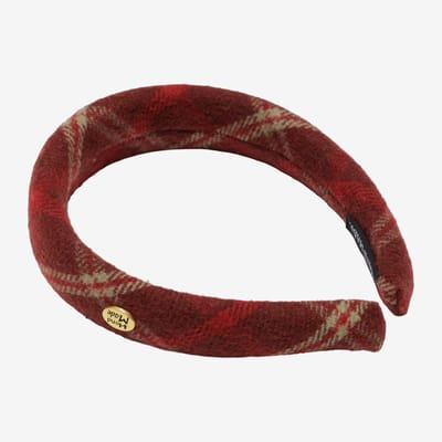 Red Tartan Pattern Hair Band