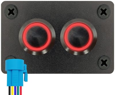 ProRide Metalen Pulsschakelaar 220V OFF-(ON) - Tweevoudig inbouwpaneel - 16mm - IP67 - LED indicatie Rood