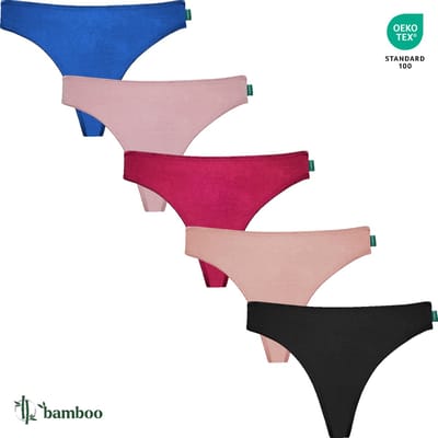 Dames String - String Slips - Effen - Mix Kleuren - 5-Pack - Maat S/M - Bamboe Viscose - Dames Ondergoed - Lingerie