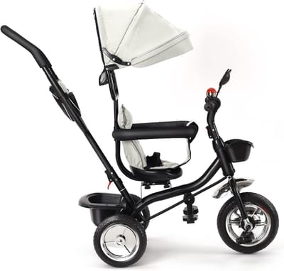 Kinderdriewieler 4-in-1 - Loopfiets Peuter - Buiten Spelen - Draaibare Zitting - 75 x 106 cm - Lichtgrijs