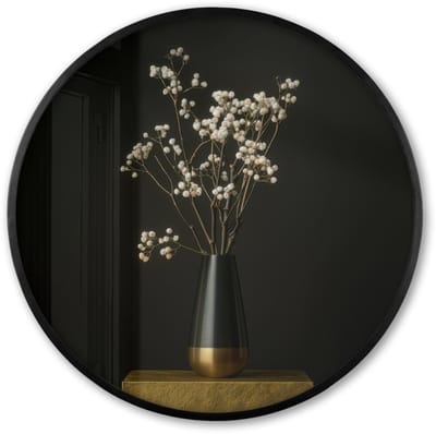 Poster in lijst Rond - Fotolijst 60x60 cm - Posters - Bloembollen - Wit - Vaas - Minimalistisch - Ronde posterlijst zwart - Decoratie - Wanddecoratie woonkamer - Muurdecoratie slaapkamer