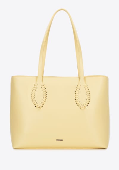 Wittchen Dames eco-leren shopper met gevlochten accenten geel eco-leer