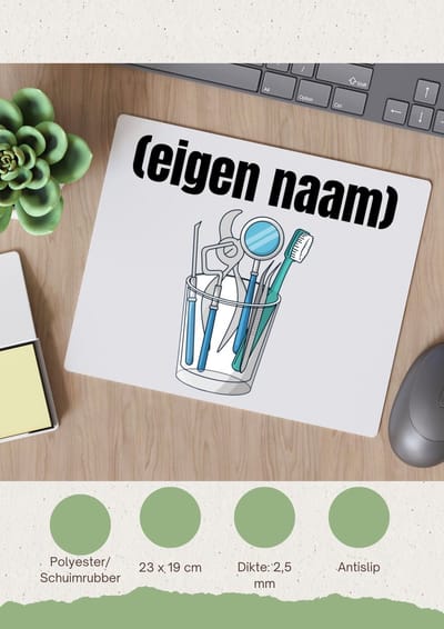 Akyol - tandarts materiaal met eigen naam Muismat - Tandarts - mondhygiënisten/tandartsen - iemand die tandarts is of mondhygiënist - verjaardag - cadeau - kado - geschenk - 23 bij 19 cm