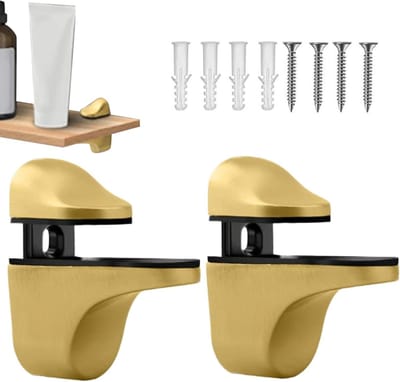 Wandbeugels Voor Planken - Planksteunen Clips - Opbergen Keuken - Verstelbare Dikte - 10.4 x 7.1 x 3.5 cm - Goud