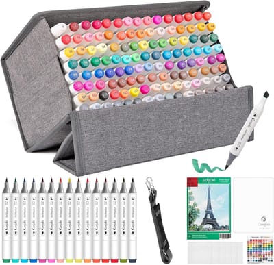 Alcohol Markers - Dubbele Stiftset - 119 Kleuren + Kleurloze Blender - Dubbelzijdige Marker - Ergonomisch Ontwerp - Voor Kunstenaars en Studenten