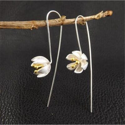 Nieuwe Mode Temperament Bloem 925 Sterling Zilveren Sieraden Oorhaak Persoonlijkheid Lotus Exquise Populaire Oorbellen E121 white
