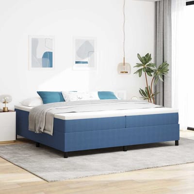 vidaXL - Boxspring - bed - Blauw - en - Wit - 200 - x - 200 - cm - Corduroy - stof