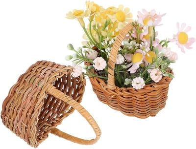 Mini Wicker Baskets met Handvatten - Kleine Opbergmanden voor Huisdecoratie, Cadeaus en Bruiloften, Perfect voor Pendelverlichting en Evenementen
