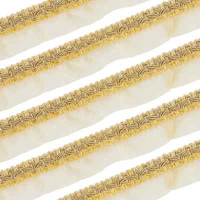 Dailygoody - Plissékant - Geplooid Stoftrim - Goudkleurig - Decoratieve Band - Ideaal voor Raamgordijnen en Lampenkappen - 11,5 m