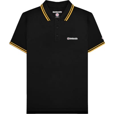 Lambretta Heren Twin Tip Poloshirt (Wit/Zwart/Goud)