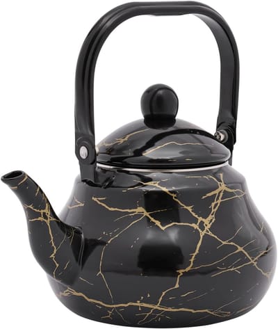 Emaille Waterketel - Theeketel Fornuis - Koffie Thee - Geschikt Voor Alle Vuren - 2.5 Liter Capaciteit - Zwart