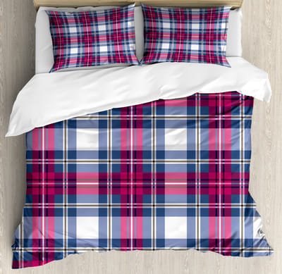 ABAKUHAUS roze dekbedovertrekset, topkwaliteit zacht en warm driedelig dekbedovertrek met 2 kussenslopen, king size, roze donkerblauw