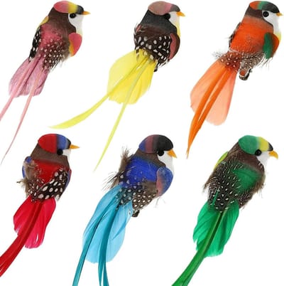 Vogelornamenten voor Decoratie, 6 Stuks Kleurige Vogels voor Lente en Pasen, Tuin en Thuis Versiering, Feestelijke Decoraties voor Elke Gelegenheid