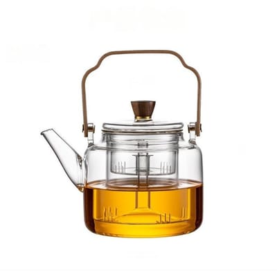 Theepot Glas Stomen en Koken Huishoudelijk Elektrisch Keramisch Fornuis Nieuwe Walnoot Theeset Theepot 1000ml white