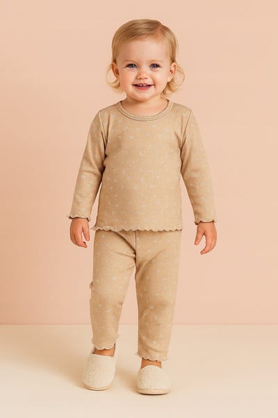 Dartomik - Kinderpyjama - Bloemen - Beige - Maat 92