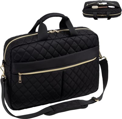 KZQ Gestepte studenten laptop messenger bag 15.6 inch - Professionele computer tas voor werk en kantoor met schouderriem - Roze