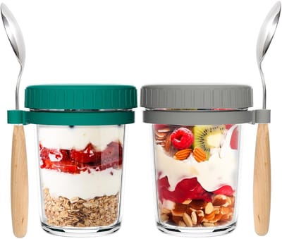 Dailygoods- Ontbijtjar 350ml - Glazen Pot met Deksel - Inmaakpotten - Weckpotten - Oat Container - BPA-vrij, met Meetmarkeringen - Mason Jar