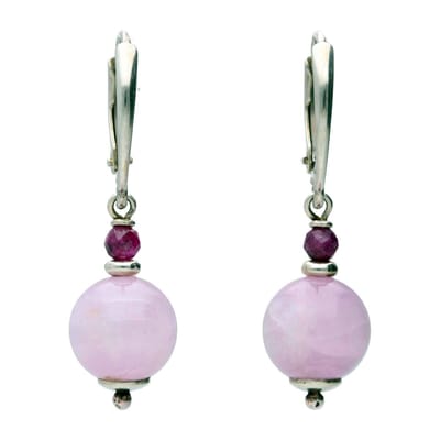 Bela Donaco - Oorbellen Bohemian B10 – Kunziet – Robijn – Sterling Zilver