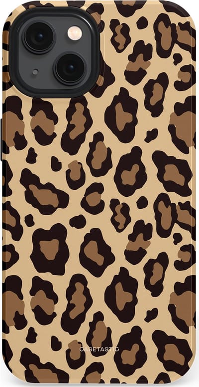 Casetastic hoesje geschikt voor Apple iPhone 13 - MagSafe - Dubbellaagse bescherming - Wilde Panter - Fashion Case - Zwart Taupe Crème