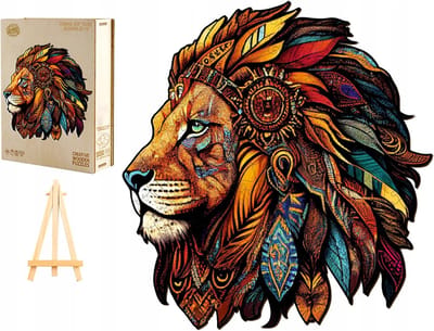 Houten Puzzel - Dieren Puzzel - Ontspannende Activiteit - Uniek Vormgegeven Stukjes - 40 x 377 cm - Leeuw Motief