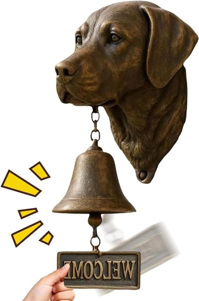 Honden Deurbel - Rustieke Ring - Toegangscontrole - Vintage Hond Ontwerp - 19 x 14 cm - Bruin