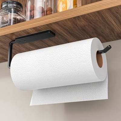 Ultiluxe® Keukenrolhouder - Keukenrol Houder - Papierrol Houder - 31 cm - Zelfklevend - Zonder Boren - Aluminium - Zwart