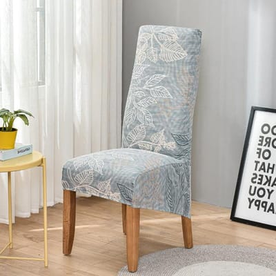 Bloemenprint Hoge Rug Xl /M Maat Stoelhoes Stretch Jurk Voor Stoelhoezen Voor Eetkamer Bruiloft Banket Woondecoratie Hoes Medium(48-55cm) gray
