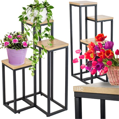 SEDDŌ - Loft Stijlkamerplant Standaard - Metalen Frame - 3 Niveaus - 68 cm