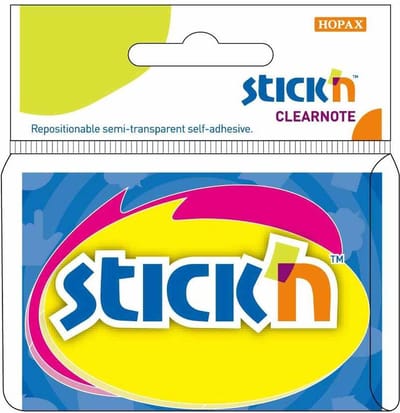 Stick'n Transparante Sticky Notes - Tekstballon Ovaal - 76x50mm - Geel/\Magenta - 2x 30 Memoblaadjes