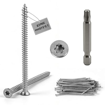 Betonschroeven met Torx - Raamschroeven Kozijnschroeven - Kozijnen Ramen Bevestigen - Zonder Pluggen Direct Verankeren - 7.5 x 212 mm
