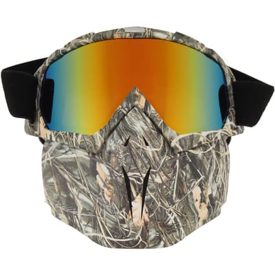 Masque Facial de Moto Lunettes Anti-Poussière Anti-Vent Anti-UV Lunettes de Conduite Lunettes de Protection Fermées Amovibles Withered Grass Pattern